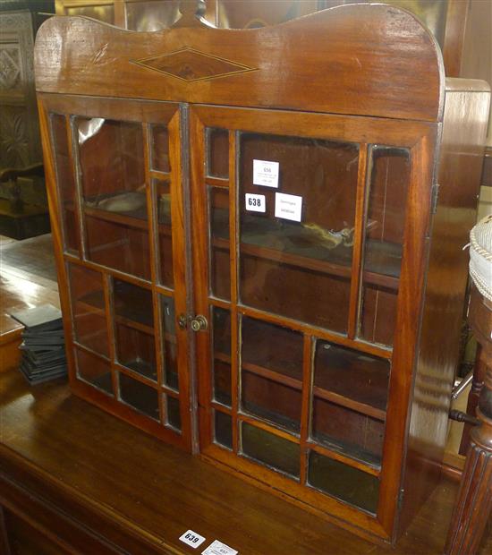 Regency mahogany two door glazed hanging wall cupboard(-)